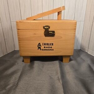 Vintage Cavalier Shoe Guardsman Wooden Shoe Shine Box Boot Polishing Kit